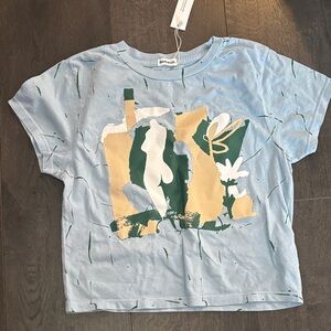 iNAMORATA Light Blue Abstract Graphic Tee